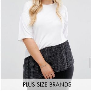 White top with black and white polkadot peplum